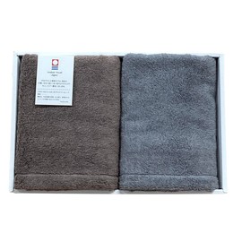 Imabari Towel Gift Set, 2 Face Towels, Gray, Brown, Boxed, Packaging, Antibacterial Towel, Odor Resistant, No Odor, Approx. 13.4 x 31.5 inches (34 x 80 cm), Made in Japan, Room Drying, Hanger Size