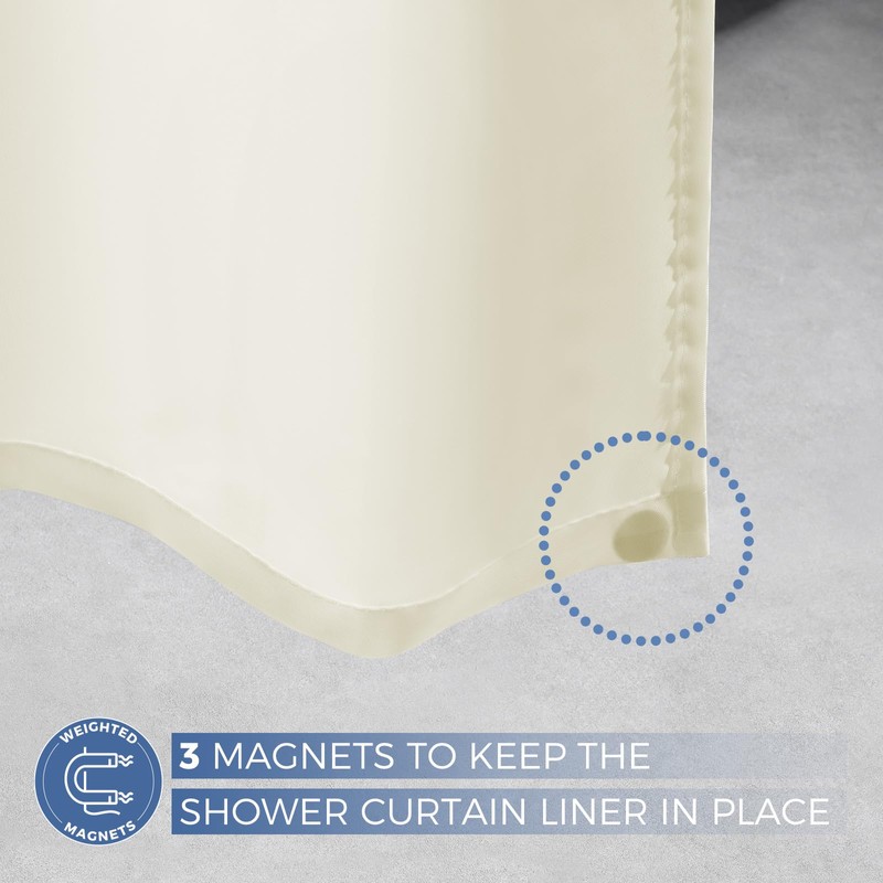 downluxe Waterproof Fabric Shower Curtain Liner, Soft Cloth Shower Liner