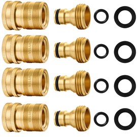 YELUN Garden Hose Quick Connect Solid Brass 3/4 inch GHT Internal Thread Quick Connector Fittings No-Leak Water Hose Female Quick Connector and Male product adapters (4 SETS)