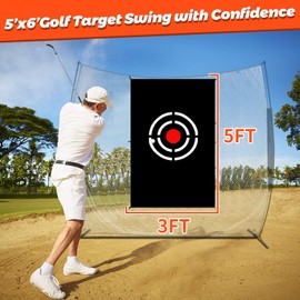 Gulfmore 5X3FT Black Golf Hitting Cloth Practice Target Mat for Driving Range Training Indoor Outdoor Use