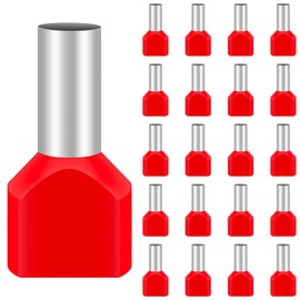 Pack of 100 Twin Wire End Ferrules 10 mm², Hanibos Wire End Ferrules Set Insulated Wire Ferrules Cable End Ferrules for Wire Connection