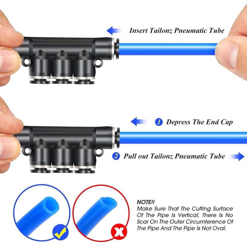 TAILONZ PNEUMATIC 4 mm OD 5 Pieces Straight Connectors Plastic