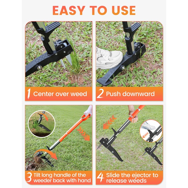 MAKEASY 2-Pack Upgraded Weed Puller Tool Kit with Long Adjustable