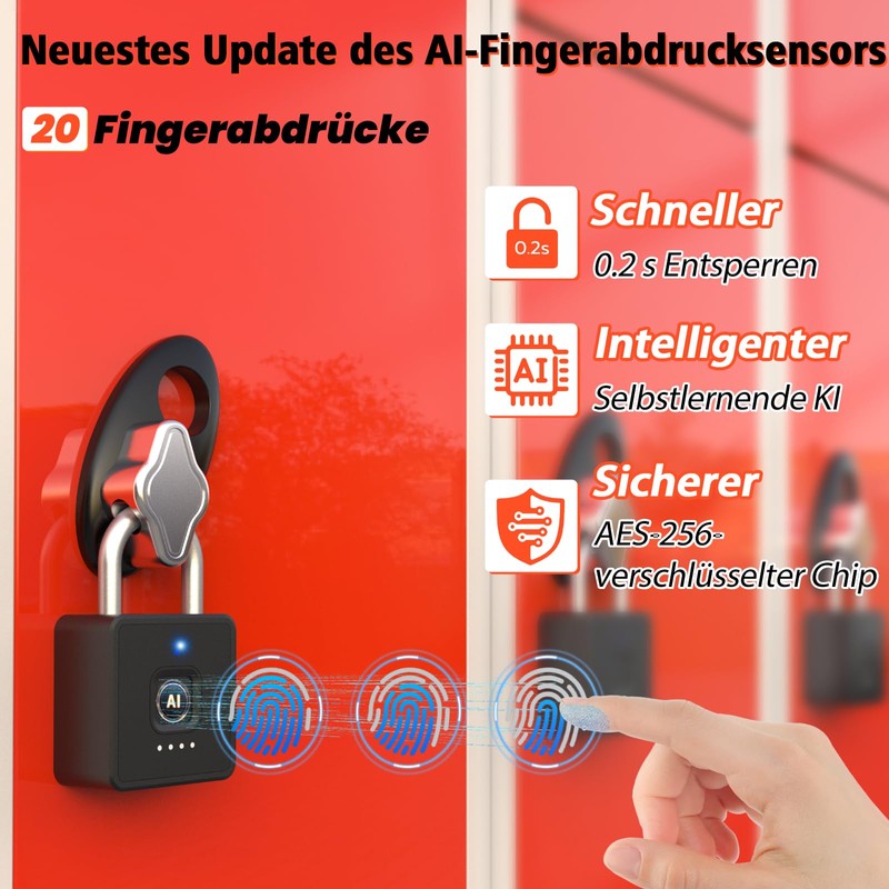 Anweller Fingerprint Lock Padlock Fingerprint with App, Lock with Fingerprint