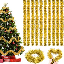 Pack of 10 Christmas Tinsel Garland, 2 m Christmas Tree Garland, Christmas Tinsel Garland, Shiny Tinsel Garland, Christmas Tree Decoration Garland, for Christmas, Weddings, Holiday Parties (E)