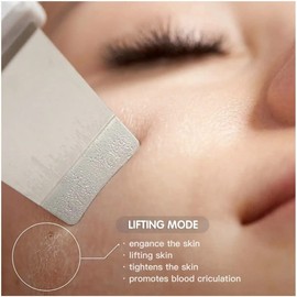 Limpiador Facial Ultrasónico, Peeling Ultrasónico Facial con 4 Modos, Skin Scrubber, Ultrasónico Exfoliación Limpiador Portátil, Depurador Facial de Poros USB Recargable con 2 Fundas de Silicona, para Limpieza Facial y Cuidado Facial - Blanco