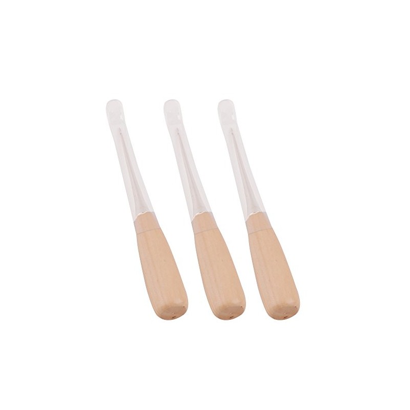 Eowpower 3 Pieces Wooden Handle Leather Drillable Stitching Sewing Awl