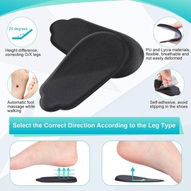 Haofy Heel Inserts Heel Cushion Supination Insoles, Heel Cups Lateral Inner Heel Wedge Insert for O/X Type Leg, 2 Pairs Heel Gel Support Pads Orthopedic Insoles for Supination and Pronation