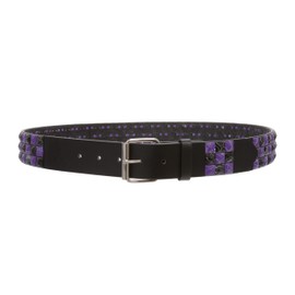 Snap On 1 1/2"-38mm Checkerboard Punk Rock Studded Belt, purple/black | m 33"-35"