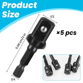 1/2 Impact Adapter 5Pcs Square Socket Bit Adapter Black Drill Socket Adapter Impact Socket Adapter Set For Impact Driver Automotive Diy Extension Socket Driver Bits Manual Impact Driver(1/2x50mm)