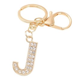 HAORQEE Alphabet Keychain Initial Letter Keyring Gifts for Women Teenage Girls, Cute Crystal Glitter Sparkling Key Ring Handbags Charm Accessories(J)