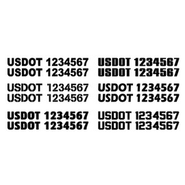 Set of 2 Custom USDOT Decals 2" x 20" US DOT Number Sticker Truck Commercial Van Pick Up Semi Truck Required Decals (BLACK, FONT A)