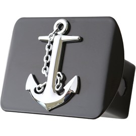 LFPartS Navy Ship Anchor Emblem Trailer Hitch Cover (Fits 1.25" Receivers, Chrome)