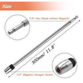 Mesee 12 Inch Extra Long Magnetic Bit Holder, 1/4 Inch Hex Shank Quick Release Screwdriver Bit Extension Rod Carbon Steel Drill Bits Extension Bar for Impact Driver Screws Nuts Drill
