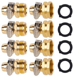 Biswing Garden Hose Repair Connector with Stainless Steel Clamps, 5/8" Barb x 3/4" GHT Thread Aluminum Water Hose Pipe Repair Kit, Female and Male Hose Connectors, 4 Pack