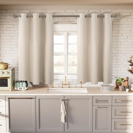 BGment Champagne Short Room Darkening Curtains for Small Windows, 38 x 45 Inch Thermal Insulated Tier Set of 2 Panels Sun Blocking Drapes for Kitchen Bedroom