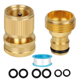Garden Hose Quick Connectors, Durable Quick Connect Hose Fittingwith Extra Rubber Washers, Heavy Duty 3/4 Brass Quick Coupler for Pressure Washers, Sprinklers and Watering Systems