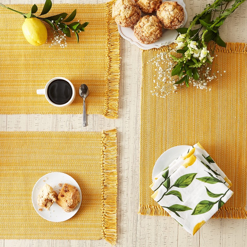 DII Variegated Tabletop Collection, Placemat Set, 13x19, Apricot, 6 Piece