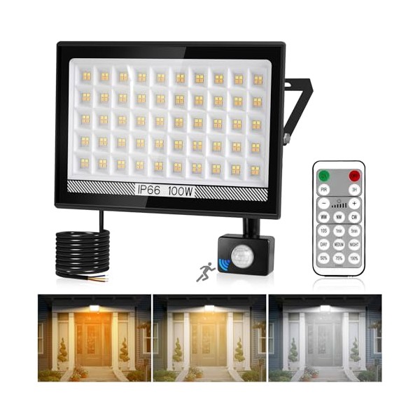 NATPOW NATPOW 100W LED Spotlight with Motion Sensor Outdoor, Super