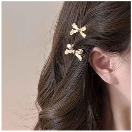 Aneneiceera Vintage Kleine Metallbogen Haarspange Barrette Gold Bogenknoten Haarspange Klammer Glänzend Fliege Haar Pin Clips Dekorative Haar-Accessoires Für Frauen 2pcs (gold)