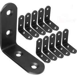 ASelected 20 Pcs 50mm x 50mm Right Angle Stainless Steel Corner Brackets - 90 Degree Metal L Shaped Corner Fixing Braces for Shelves Wood Joint - Black