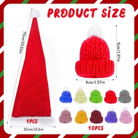 Capgoost Christmas Hat, Long Santa Hat, Plush Christmas Hats, Adult Santa Hat with 10 Pieces Mini Christmas Hat for Bottles, Santa Hat, Santa Claus Hat for Men and Women