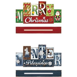 Amyhill Christmas Table Decoration Merry Winter Tiered Tray Decor Reversible Centerpiece Decorative Santa Claus Gingerbread Man Block Signs Farmhouse Christmas Decoration for Kitchen Shelf