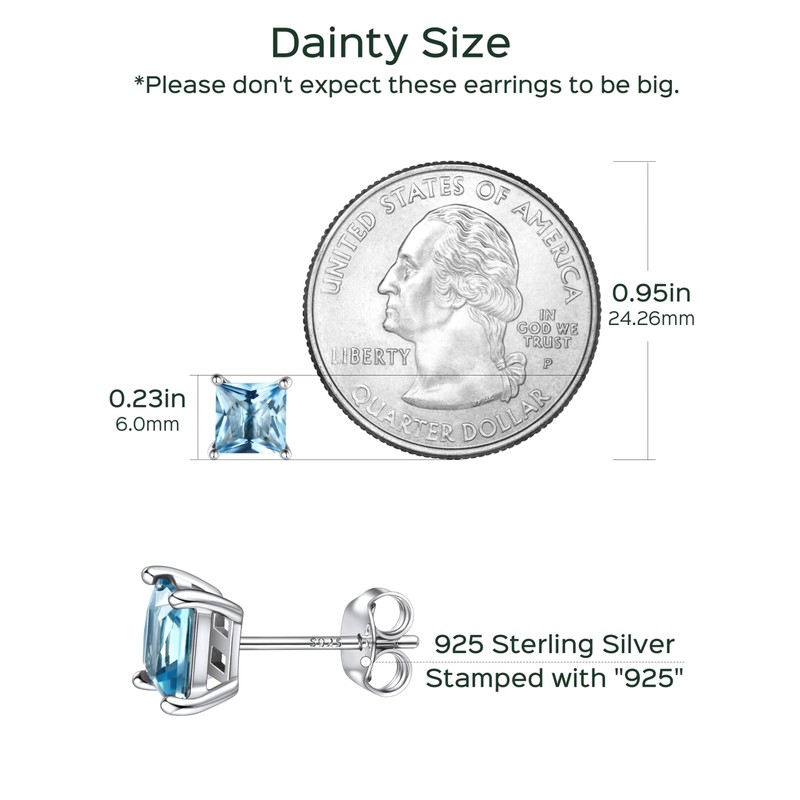 ChicSilver March Birthstone Earrings for Women 925 Sterling Silver Small