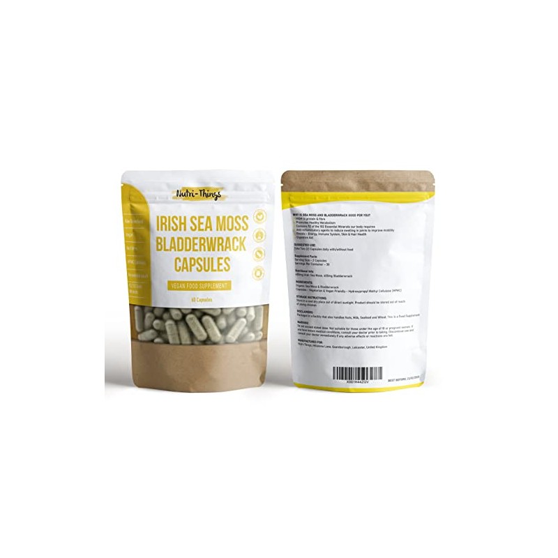 Irish Sea Moss Capsules | Seamoss Herbal Supplements with Bladderwrack