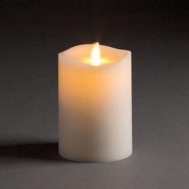 Napa Home & Garden LIGHTLi Moving Flame Advanced Battery-Operated LED Indoor Wax Pillar Candle, 3 1/2" x 5", Ivory