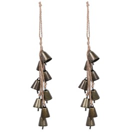 2 Pieces Witch Bells for Door Knob for Protection Handmade Witchcraf Door Hanging Bell Rustic Witch Wind Chimes for Boho Home Room Decor (Rustic)