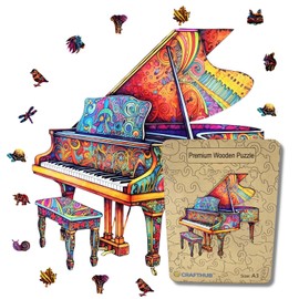 Crafthub Music Instrument Wooden Puzzles for Adults – A3 Unique Piano with 131 Pieces – Jigsaw Puzzle with Unique Shapes – Family Games for Kids and Adults –11" x 11.7" (28cm x 29.7cm)