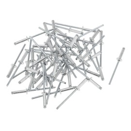 TUCKBOLD Dome Head Large Flange Blind Rivets Silver Tone 50 Pcs 3.2mm Grip Diameter 12mm Grip Length 6mm Flange Diameter Aluminum Alloy Iron