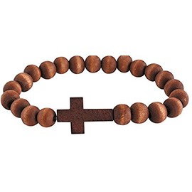 CB Catholic Lenten Beaded Cross Bracelet Wooden Lent Wood Fashion