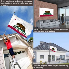 California Flag 2x3 Outdoor Double Sided- Heavy Duty California Republic Cali Bear Sate Flags Banner with 2 Brass Grommets 4 Rows Stitched