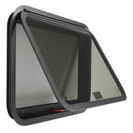 Wutist 30" x 20" RV Exit Window Push Out w/Screen & Trim Ring Emergency Tinted Side Window for Camper, Cargo, Horse Trailer Aluminium Tempered Glass Plastic Rubber