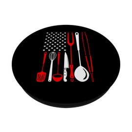 Patriotic Chef Flag Baking Cooking Utensils Kitchen Tools PopSockets Swappable PopGrip