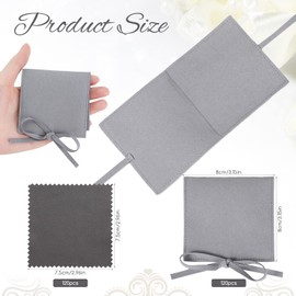 120 Pcs Microfiber Jewelry Pouch 8 x 8cm Jewelry Packaging Bag Gift Bow Tie Bracelet with Cleaning Cloth(Gray)