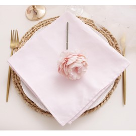 JINVASE Spring Cotton Cloth Napkins Set of 12, Dinner Cloth Napkins Bulk, Wedding Christmas Thanksgiving 17 * 17'' Light Pink