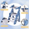 Dollate Foldable Adjustable Toddler Step Stool with Safety Rail, Anti-Slip