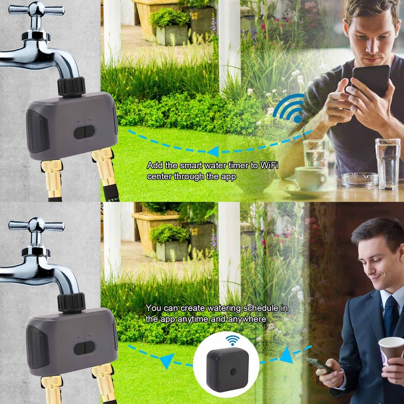 WiFi Sprinkler Timer 2 Zone Automatic Watering G3/4 Thread Smart