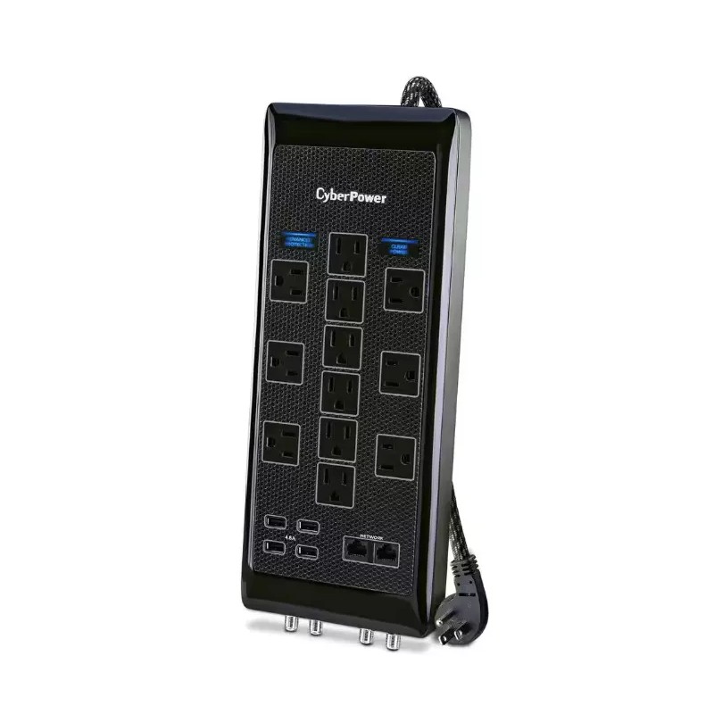 CyberPower 12-Outlet Surge Protect 6 ft. Braided Cord USB Coax,