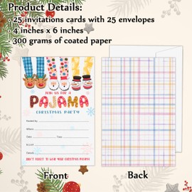 GOLRMC Christmas Party Invitation Cards, Xmas Invites with Envelopes, 25 Pajama Invites for Christmas Birthday Baby Shower, Festival Holiday Season Decor Supplies-A09