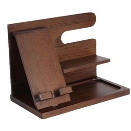 Natura Style Wooden Smartphone Stand, Tabletop, Shelf, Glasses Stand, Small Items, Desk Organization (Dark Brown)