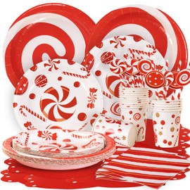 EASY JOY 80 Pcs Candy Party Tableware Set Birthday Party Decorations Candy Theme Party Plates Pink Party Plates,Napkins,Cups and Straws for Afternoon Tea Wedding Birthday Baby Shower