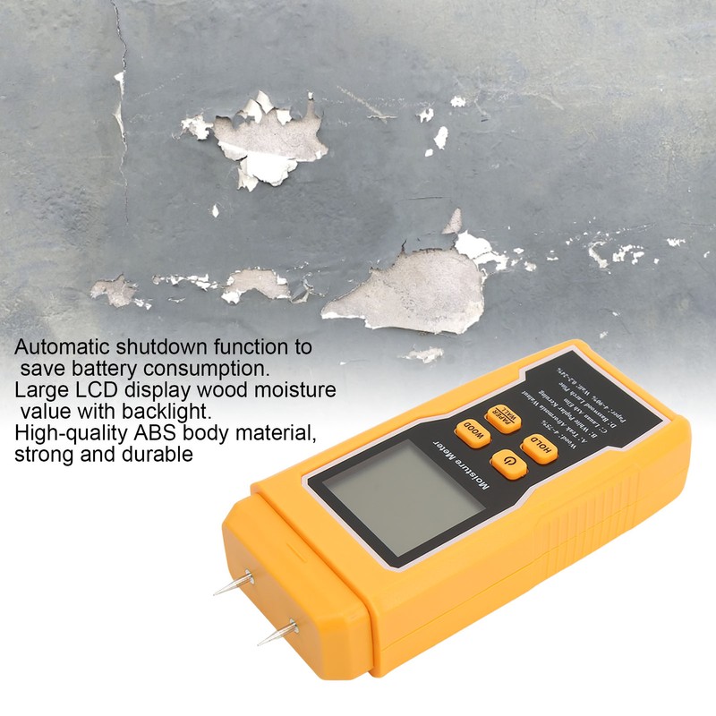 Wood Moisture Meter Humidity Tester Pin Type Large LCD Display