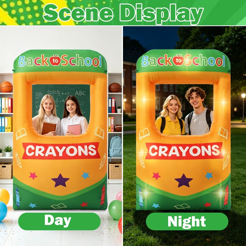 6.6 ft Giant Inflatable Crayon Box Photo Frame with Lights