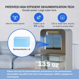 Frizzlife Dehumidifier, 135oz Water Tank, Quiet Small Dehumidifiers With Sleep Mode For Home, Bedroom, Bathroom, Basement W/Auto Shut Off, 7 Colors LED Light, Gray