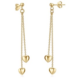 MATERIA by Matthias Wagner SO-248 Heart Drop Earrings 925 Silver in 3 Colours, Silver