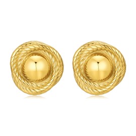 Gold Earrings, Women's Gold Earrings, Vintage Twisted Knitted Earrings, Chunky Golden Earrings, Women's Vintage Earrings, Hypoallergenic Earrings, Jewellery for Women and Girls, Zinc, No Gemstone